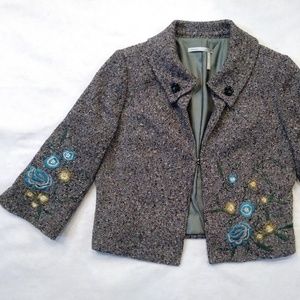Classiques Entier Embroidered Tweed Jacket Sz M